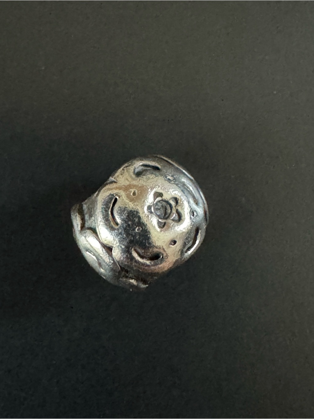 Pandora Retired 925 Sterling Silver Raised Flower Bead Charm